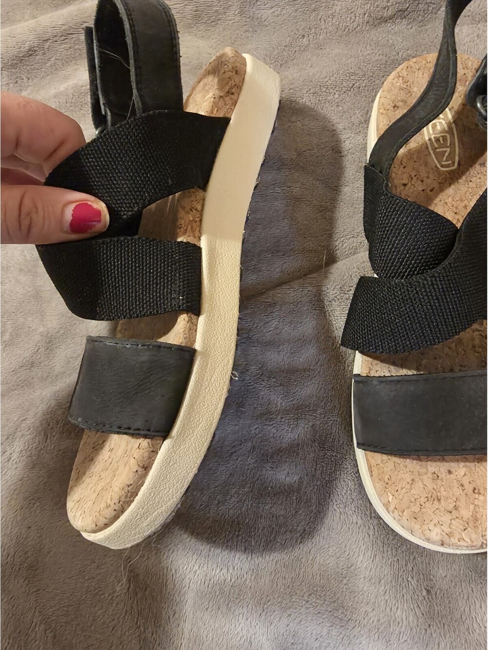 KEEN Elle Criss Cross Sandals Black With Cork Footbed Women's Size 7 - Picture 5 of 6